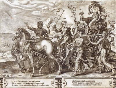 Häiriö, levy 4 teoksesta The Vicissitude of Human Things, 1564 tekijältä Maarten van Heemskerck