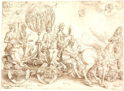 Voitonvaunut. Mundus (Maailma). (Allegoria neljästä elementistä) tekijältä Maarten van Heemskerck