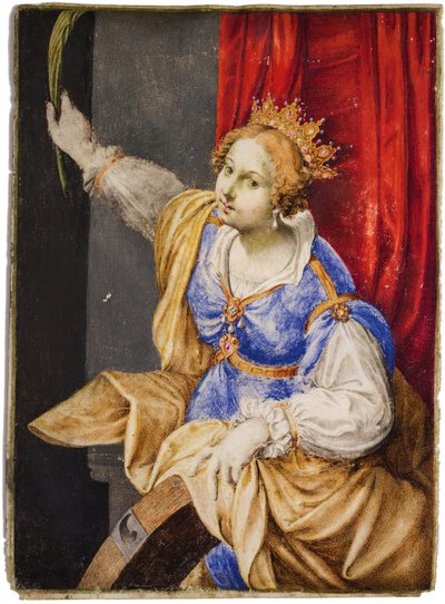 Artemisia Gentileschi pyhänä Katariina Aleksandrialaisena, 1600-luvun puolivälissä. tekijältä Maddalena Corvina