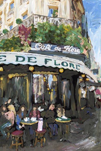 Café De Flore, 2019 (akryylimaali arkistopigmenttiprintillä) tekijältä Madeleine Gross