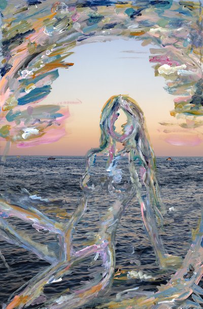 Miami Sunset Silhouette, 2021 (akryylimaali arkistopigmenttiprintillä) tekijältä Madeleine Gross