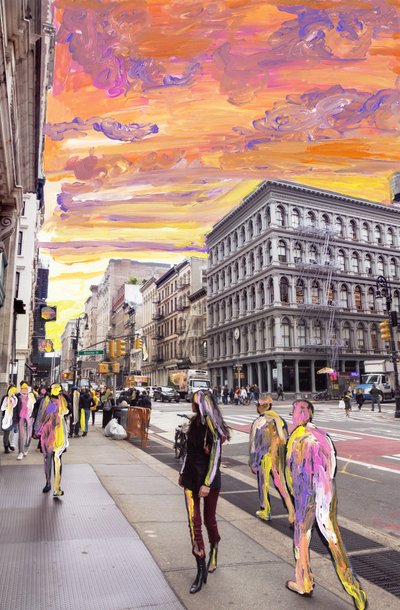 NYC Dream, 2019 (akryylimaali arkistopigmenttiprintillä) tekijältä Madeleine Gross