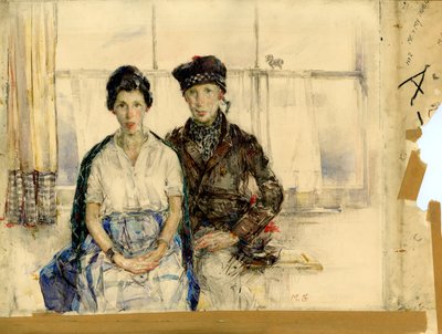 Minä ja todellinen rakkauteni, n. 1930 (kynä ja akvarelli paperille) tekijältä Madeline Emily Green
