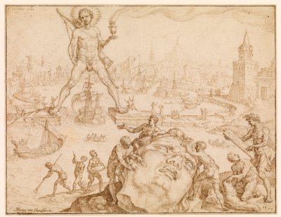 Rodoksen kolossi, 1570 tekijältä Maerten van Heemskerck