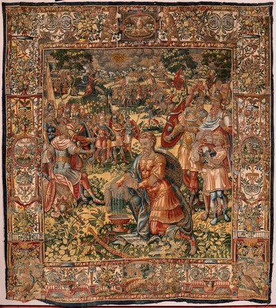 Hiippakunnan museo (Museo Diocesano). Flanderin kuvakudos. Bryssel. Atelier François Geubels. Sarjan tarina Gideonista. Villafleecen (Prueba del vellón de lana) ihme. Silkki ja villa. Piispa Vicente Roca de la Sernan testamentti. Barokki. 1534-1571, i tekijältä Maerten van Heemskerck