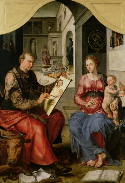 Pyhä Luukas maalaamassa neitsyttä, noin 1545 tekijältä Maerten van Heemskerck