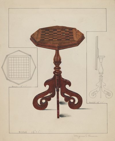 Shakkilauta kallistettava pöytälevy, c. 1936. tekijältä Magnus S. Fossum