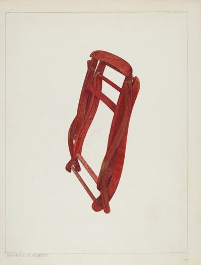 Lasten kokoontaitettava tuoli, n. 1938. tekijältä Magnus S. Fossum