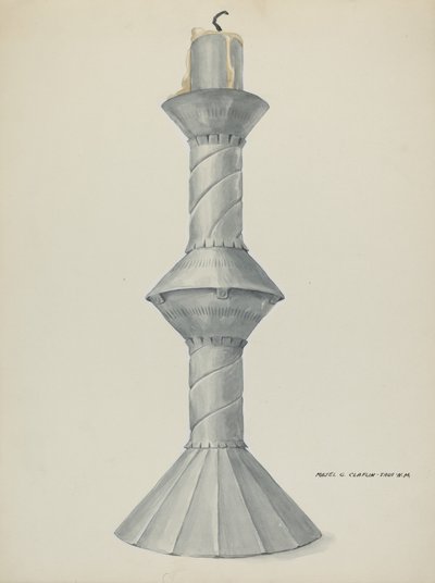 Penitente alttarin kynttilänjalka, n. 1937. tekijältä Majel G. Claflin