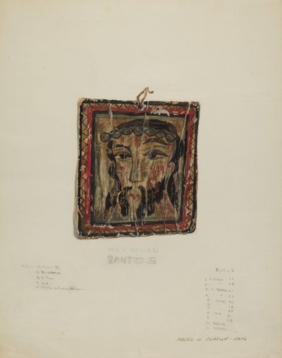 Pieni Christo Head - Retablo, n. 1940. tekijältä Majel G. Claflin