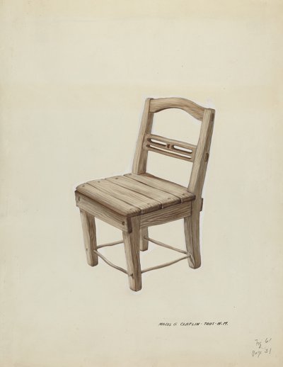 Pieni puinen tuoli, n. 1937. tekijältä Majel G. Claflin