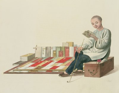 Kirjakauppias, levy 6 teoksesta "The Costume of China", kaiverrettu J. Dadley, 1800 tekijältä Major George Henry Mason