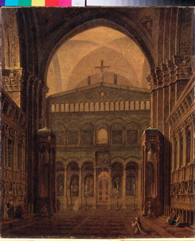 Jerusalemin temppelin sisustus - Maksim Nikiphorovich Vorobyev (Vorobiev) (1787-1855) maalaus, öljy kankaalle tekijältä Maksim Nikiforovich Vorobiev