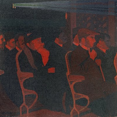 Elokuvateatterissa, n.1915 (öljy kankaalle) tekijältä Malcolm Drummond