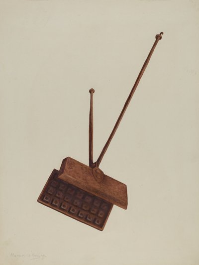 Takkavohvelirauta, c. 1939. tekijältä Manuel G. Runyan