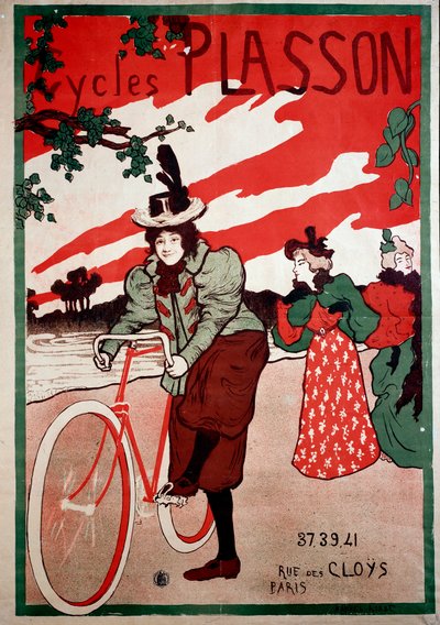 Belle Epoque: mainosjuliste pyörille (polkupyörille) Plasson. Manuel Robben (1872-1936) juliste Yksityinen kokoelma tekijältä Manuel Robbe