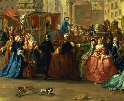 Madridin messut Plaza de la Cebadassa (öljy kankaalle) (yksityiskohta 106419) tekijältä Manuel de la Cruz y Cano