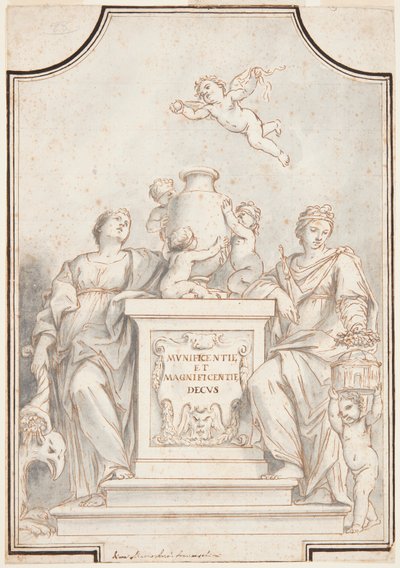 Suunnittelu yksiväriseen maalaukseen, Corpus Domini -kirkko, Bologna, Italia tekijältä Marc Antonio Franceschini