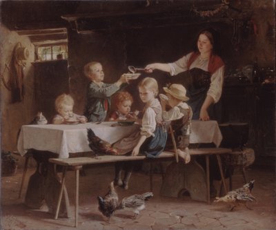 Lapset lounaalla, 1857 tekijältä Marc Louis Benjamin Vautier the Elder