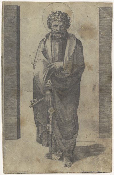 Apostoli Pietari avaimilla Kristus ja apostolit (sarjan nimi) tekijältä Marcantonio Raimondi