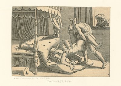 Minä Modi. Sijainti 9, 1530-1540. tekijältä Marcantonio, Raimondi