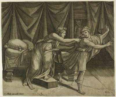 Joosef ja Potiferin vaimo tekijältä Marcantonio Raimondi