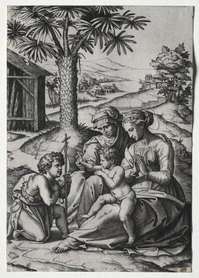Palmupuun Madonna. tekijältä Marcantonio Raimondi
