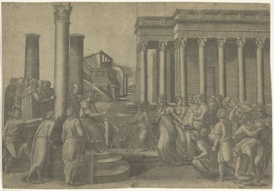 Salomo ja Saban kuningatar tekijältä Marcantonio Raimondi
