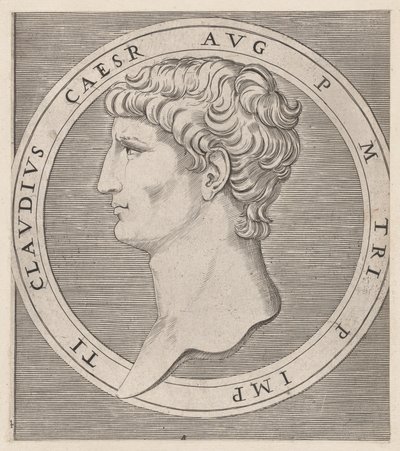 Rooman loiston peili: Claudius, Kahdestatoista keisarista, n. 1500-1534, n. 1500-1534. tekijältä Marcantonio Raimondi