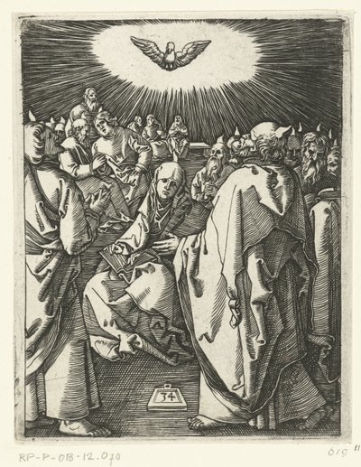 Pyhän Hengen vuodattaminen Passion of Christ (sarjan nimi) tekijältä Marcantonio Raimondi