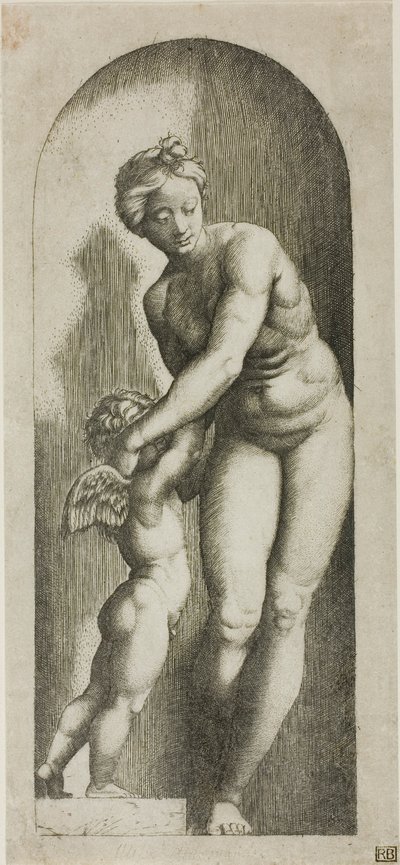 Venus ja Cupid tekijältä Marcantonio Raimondi