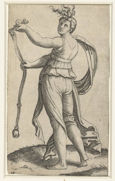 Nainen hevossitseillä raittiuden persoonallisuutena (Temperantia) tekijältä Marcantonio Raimondi
