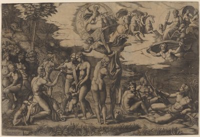 Pariisin tuomio tekijältä Marcantonio Raimondi after Raphael