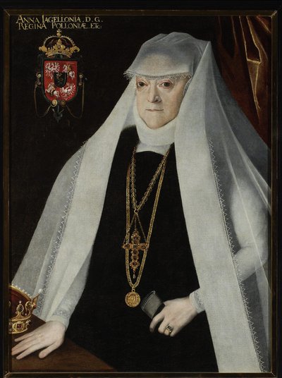 Anna Jagiellon, Puolan kuningatar - Puolan kuningattaren Anna Jagiellon (1523-1596) muotokuva, Kober, Martin (1550-1609). Öljy kankaalle, ennen 1596. Narodowe-museo, Varsova tekijältä Marcin Kober