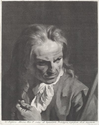 Herrasmies pyhiinvaeltaja ruusukon kanssa tekijältä Marco Alvise Pitteri after Giovanni Battista Piazzetta