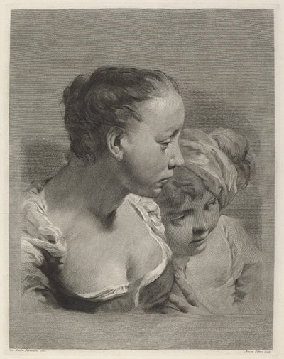 Nuori nainen ja poika oikealle tekijältä Marco Alvise Pitteri after Giovanni Battista Piazzetta
