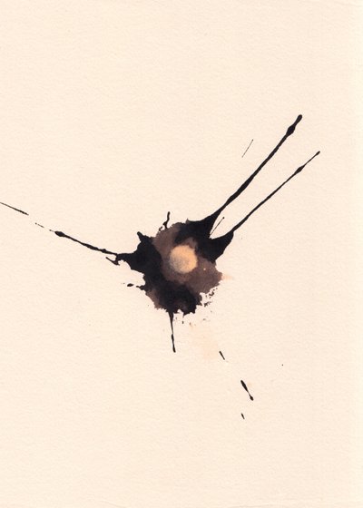 Blot 2, 2018 (muste ja valkaisuaine paperille) tekijältä Marco Campedelli