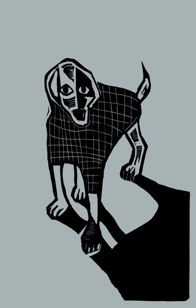 Koira, 2023 (linoleumi paperille) tekijältä Marco Campedelli