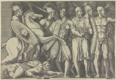 Trajanus taistelee dakialaisia ​​vastaan tekijältä Marco Dente (attributed to)
