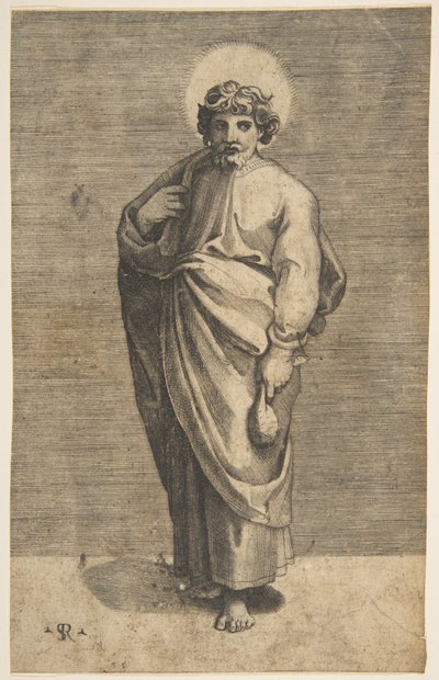 Pyhä Matteus pitelee pussia, n. 1515-27. tekijältä Marco Dente