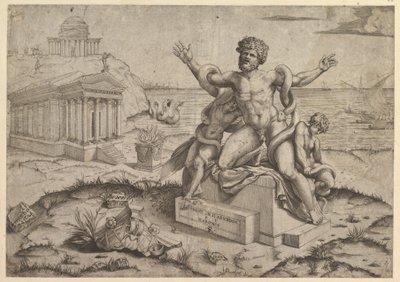 Roomalaisen loiston peili: Muinaiset bareljeefit, joissa on Laocoon, n. 1516-20. tekijältä Marco Dente