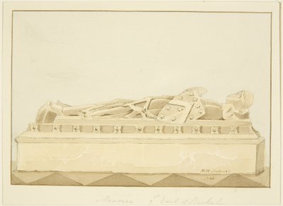 Effigy of Maurice, 7. Earl of Berkeley Bristolin katedraalissa (kynä ja akvarelli paperille) tekijältä Marcus H. Homes