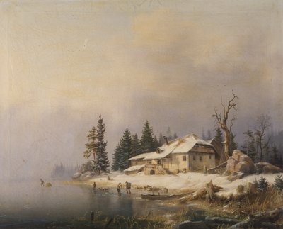 Maatila talvisen järven rannalla tekijältä Marcus Pernhardt