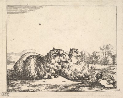Lampaat, 16 lautasen sarjasta, 1664. tekijältä Marcus de Bye