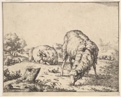 Lampaat, 16 lautasen sarjasta, 1664. tekijältä Marcus de Bye