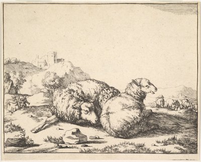 Lampaat, 16 lautasen sarjasta, 1664. tekijältä Marcus de Bye
