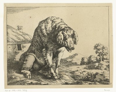 Kylvä istuu takajaloilla Predators and Boars (sarjan nimi) tekijältä Marcus de Bye