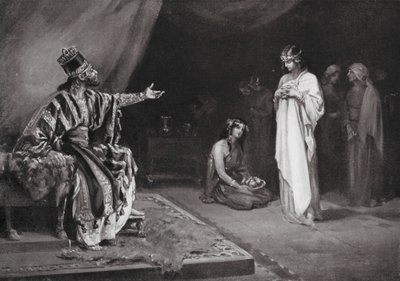 Assyrialaisen prinsessan avioituminen Babylonian kuninkaan Kara-indashin kanssa (litografia). tekijältä Margaret (after) Dovaston