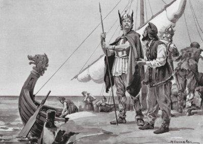 Rurik lähtee slaavien maahan, 862 jKr. (litografia) tekijältä Margaret (after) Dovaston