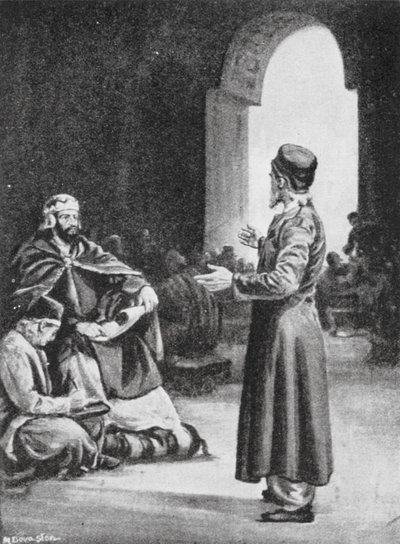 Vologeses III valvoo Pehlevi Avestan keräystä, 160 jKr. (litografia) tekijältä Margaret (after) Dovaston